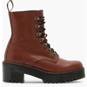 Dr. Marten Leona Lace-Up Boot Saddle Tan Ferrier Sz 9
